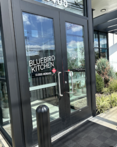 Double door entrance to Bluebird Kitchen